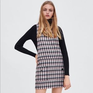 Zara metallic tweed pinafore dress NWT